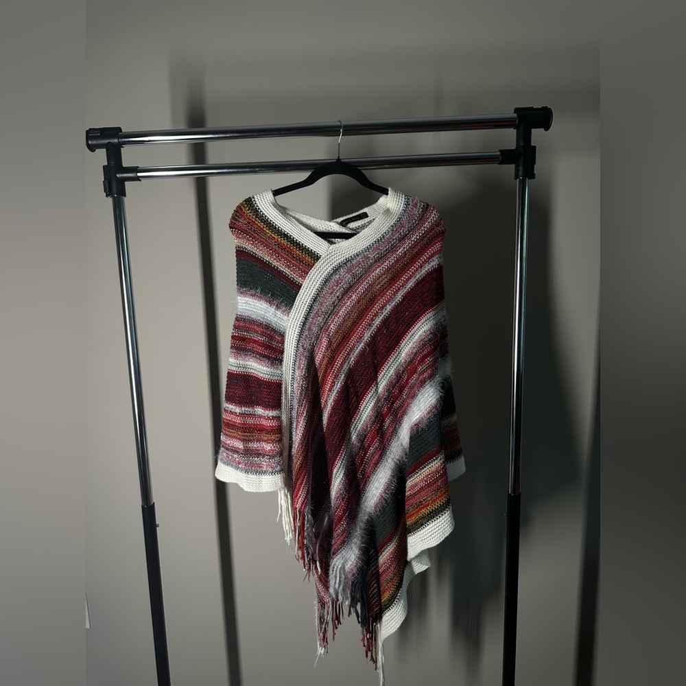 Ana & Rose | Knit Poncho with Fringe | One Size Plus